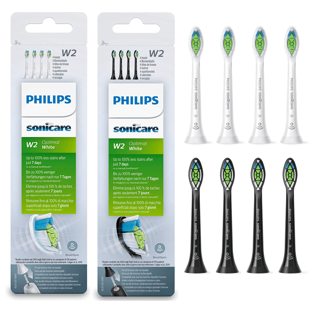 Philips Sonicare Optimal White W2 hambaharja otsikud KOMBO HX6064 (4 x VALGE + 4 x MUST)