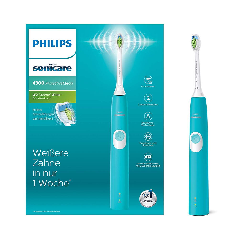 Philips Sonicare ProtectiveClean 4300 seeria TÜRKIIS (HX6802/04) 2 intensiivsust ja surveandur
