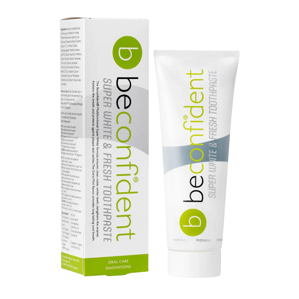 beconfient Super White & Fresh valgendav hambapasta 75ml