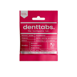 DENTTABS hambapesutabletid lastele MAASIKA 125tk (fluoriidivaba)