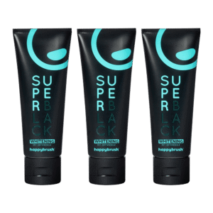 3 x happybrush SUPER BLACK aktiivsöega valgendav hambapasta 75ml
