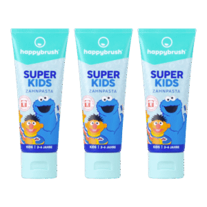 3 x happybrush SUPER KIDS hambapasta 2-6a väikelastele 75ml (fluoriidiga)
