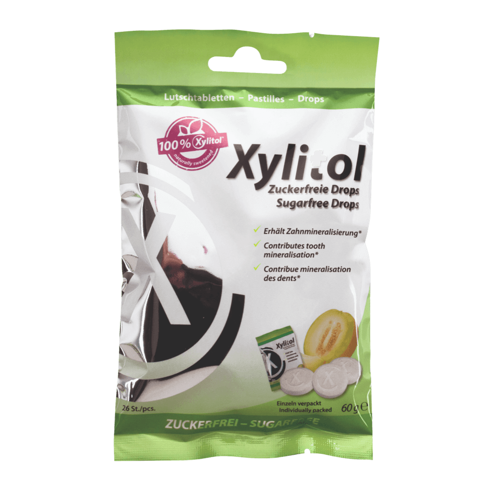 Lutsukommid Miradent MELON 100% Xylitol 60g (suhkruvabad pastillid ksülitooliga)