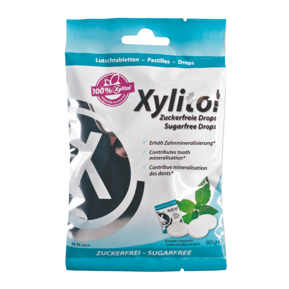 Lutsukommid Miradent PIPARMÜNT 100% Xylitol 60g (suhkruvabad pastillid ksülitooliga)