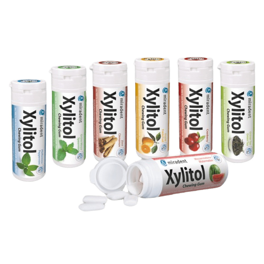 Närimiskumm Miradent 100% Xylitol 7 eri maitset  - KOMBO