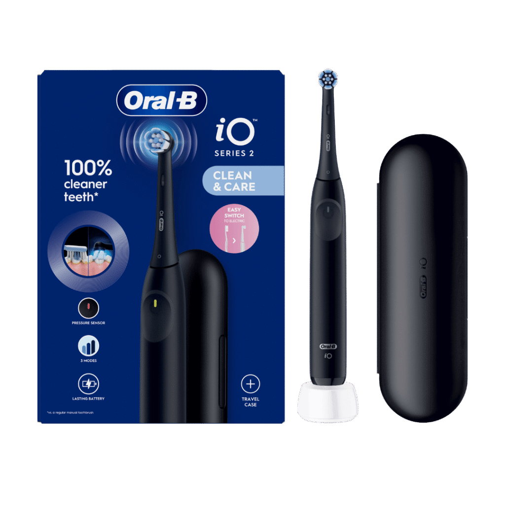 Oral-B iO2 elektriline hambahari Night Black (3 intensiivsust) + Reisivutlar