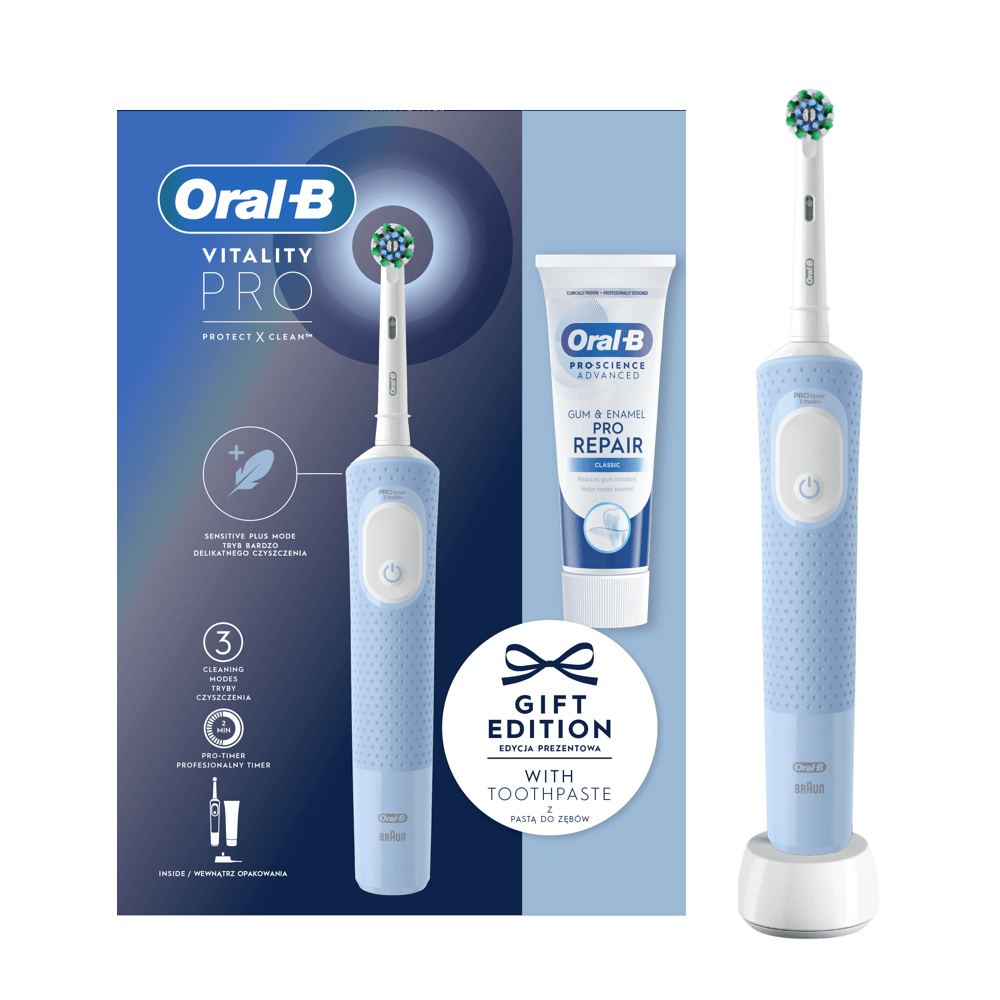Oral-B Vitality PRO elektriline hambahari Vapor Blue (3 režiimi) + KINGITUS