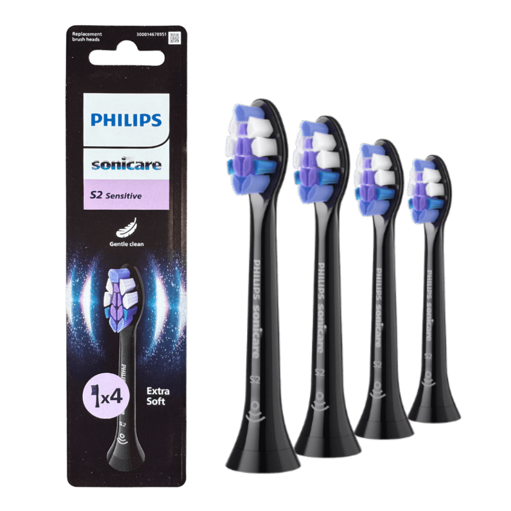 Philips Sonicare S2 Sensitive (Ultra Soft) MUST ülipehmed hambaharja otsikud HX6054/88 (4tk)