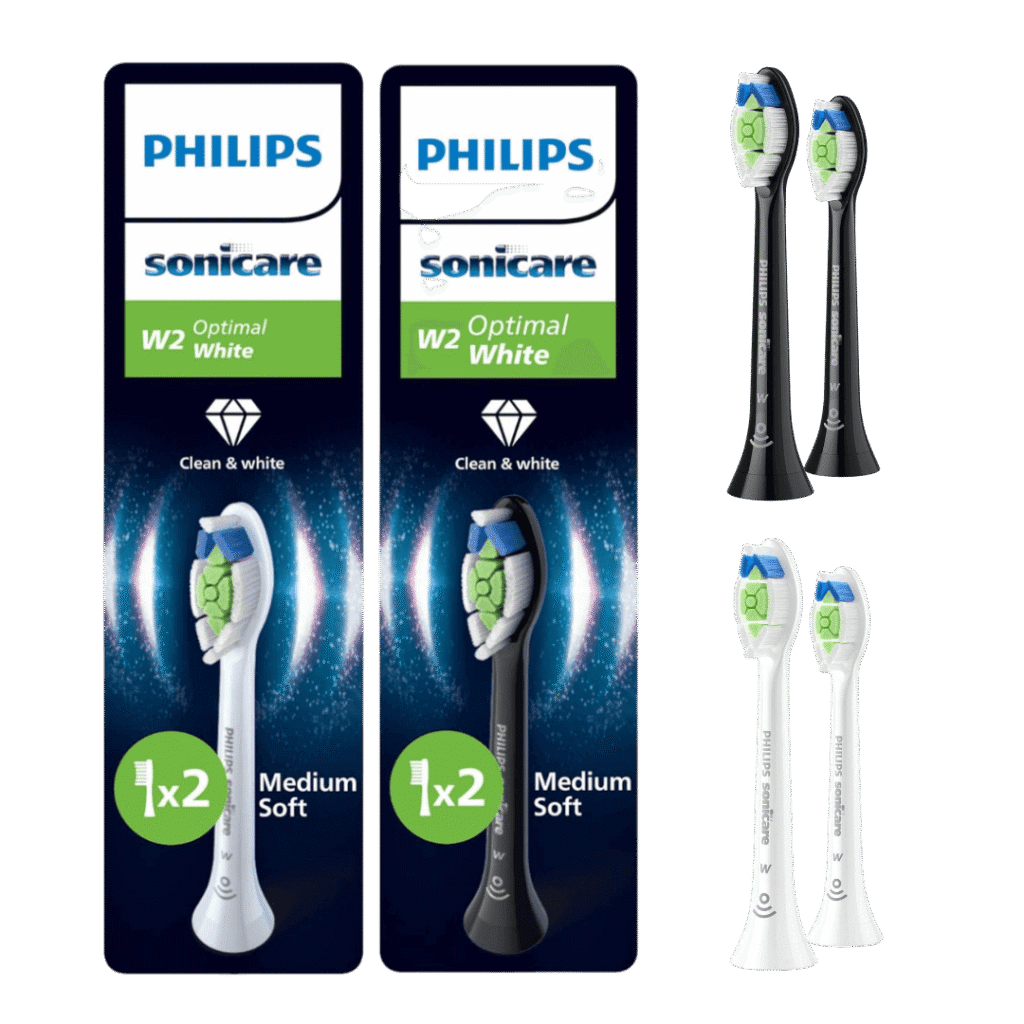 Philips Sonicare Optimal White W2 hambaharja otsikud KOMBO HX6062 (2x MUST + 2x VALGE)