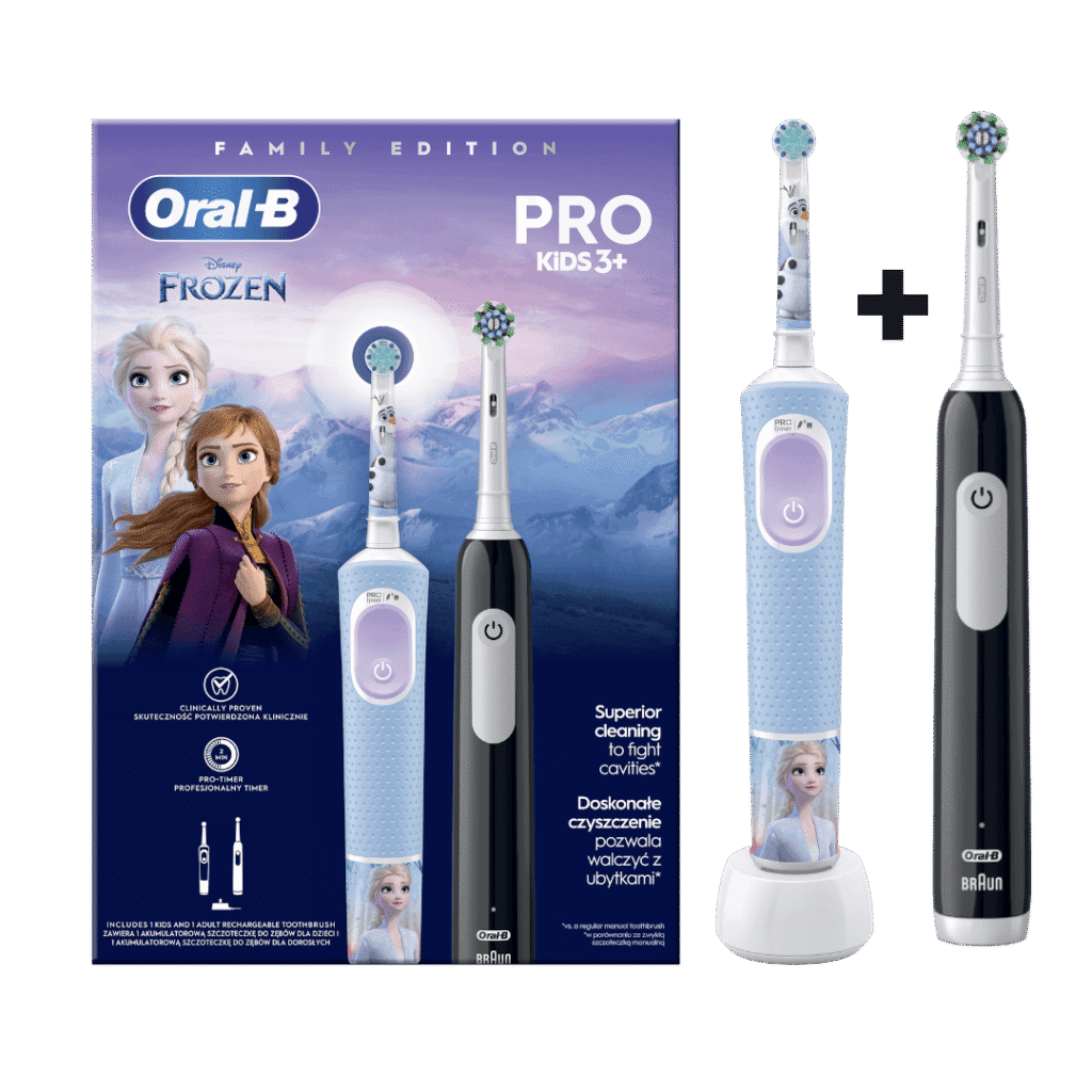 Oral-B Vitality Pro FROZEN + PRO1 BLACK elektrilised hambaharjad (2 hambaharja)