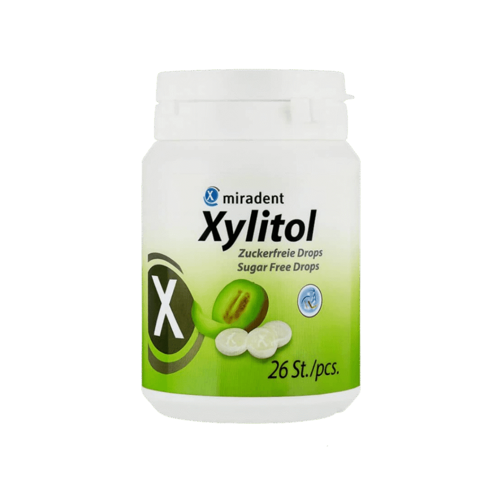 Lutsukommid Miradent MELON 100% Xylitol 60g (suhkruvabad pastillid ksülitooliga)
